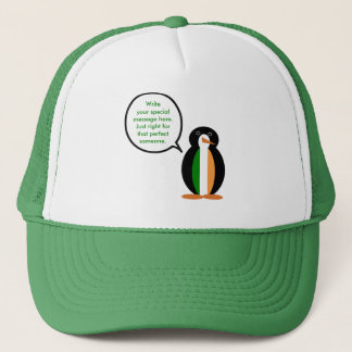 Gorra De Camionero Banderra irlandesa hablando Sra. Pingüino