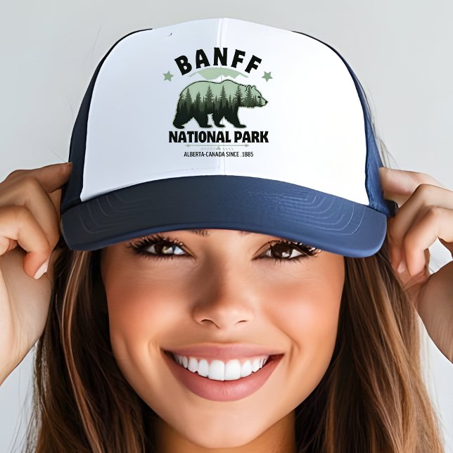 Gorra De Camionero Banff National Park Wildlife – Rustic Bear Design (Subido por el creador)