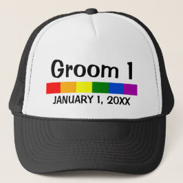Gorra De Camionero Banner de bandera arcoiris boda Groom 1