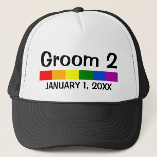 Gorra De Camionero Banner de bandera arcoiris boda Groom 2