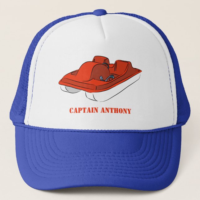Gorra De Camionero Barco de pedales rojo y blanco personalizado (Anverso)