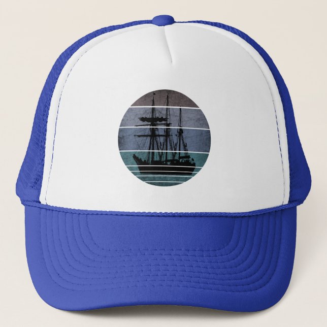 GORRA DE CAMIONERO BARCO DE PESCA DE VINTAJE DE MODA (Anverso)