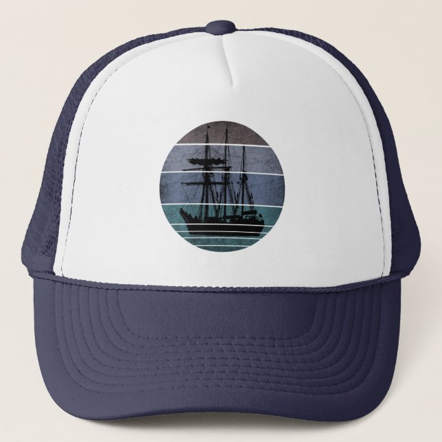GORRA DE CAMIONERO BARCO DE PESCA DE VINTAJE DE MODA (Anverso)