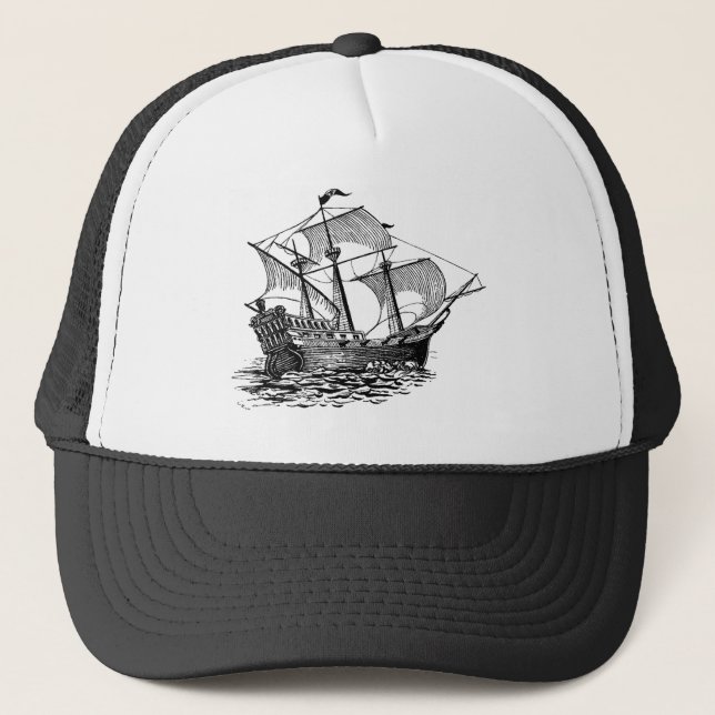 Gorra De Camionero Barco Galeón Antiguo (Anverso)