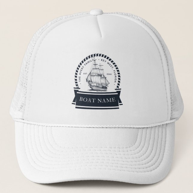 Gorra De Camionero Barco náutico personalizado (Anverso)