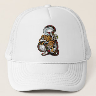 Gorra De Camionero Batalla Épica: Arte del Tigre vs. la Serpiente