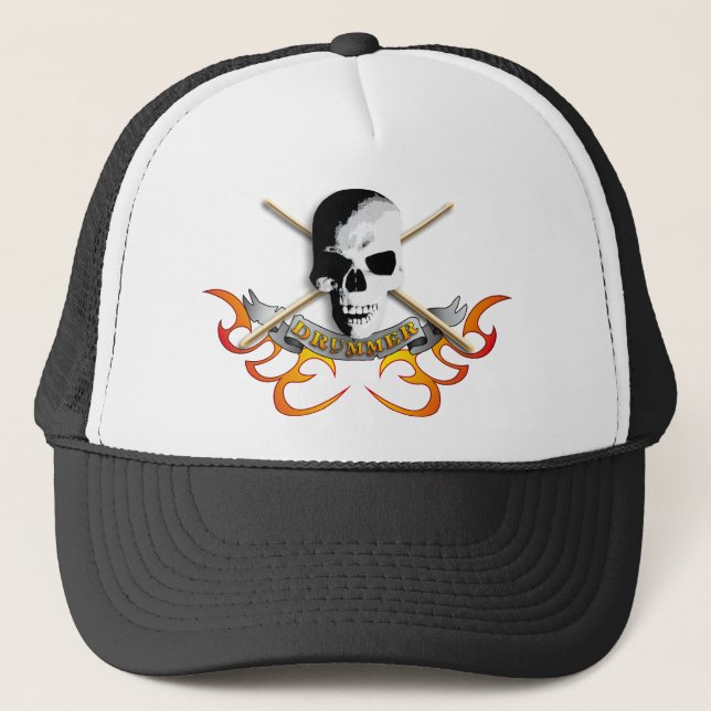 Gorra De Camionero Batería skull c (Anverso)