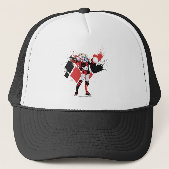 Gorra De Camionero Batman | Harley Quinn Hearts & Diamonds Splatter (Anverso)