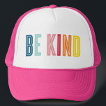 Gorra De Camionero BE KIND black minimal bold type motivational quote<br><div class="desc">by kat massard >>> WWW.SIMPLYSWEETPAPERIE.COM <<<</div>