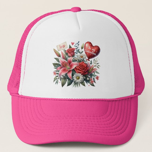 Gorra De Camionero Be Mine Valentine floral/corazón (Anverso)