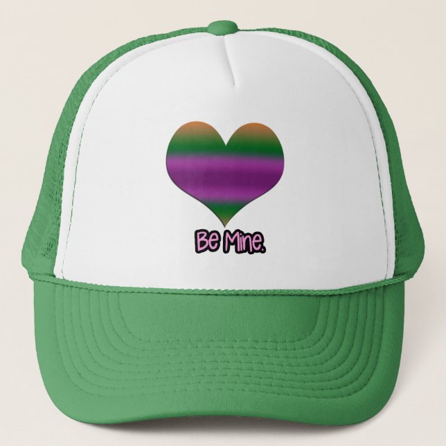 Gorra De Camionero Be Mine Valentine Purple Stripe Heart (Anverso)