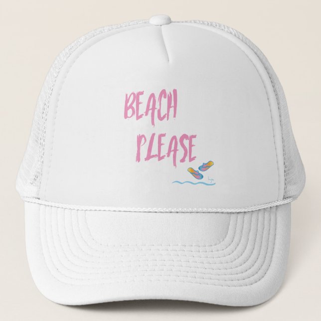 Gorra De Camionero Beach Please Tropical Summer Vacation Guay Pink (Anverso)