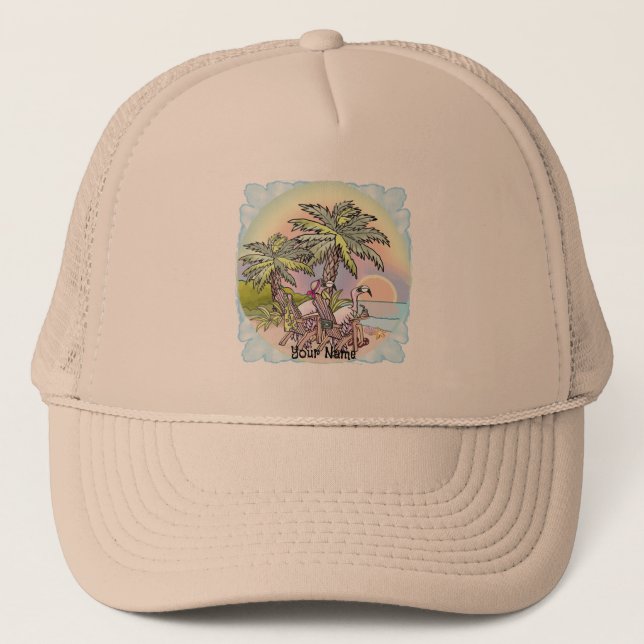 Gorra De Camionero Beach Sunset Flamingo (Anverso)