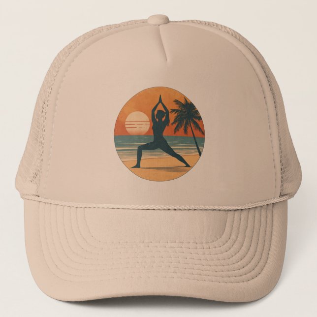 Gorra De Camionero Beach Sunset Yoga Silhouette | Coastal Yogi Life (Anverso)