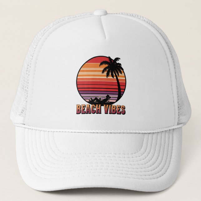 Gorra De Camionero Beach Vibes - Retro Sunset (Anverso)