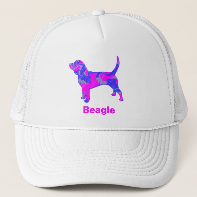 Gorra De Camionero Beagle Hound Dog Cute Personalizado de silueta ros (Anverso)