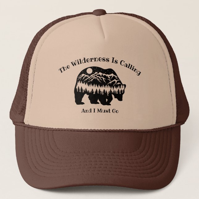 Gorra De Camionero Bear Mountains Wilderness Camping Senderismo Avent (Anverso)