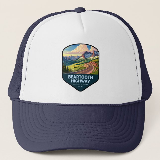 Gorra De Camionero Beartooth Highway Montana Wyoming Shield (Anverso)