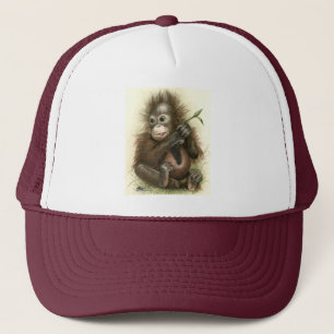 Gorra De Camionero Bebé de Orangután con hojas