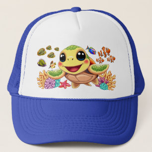 Gorra De Camionero Bebé de tortuga marina feliz y con carácter