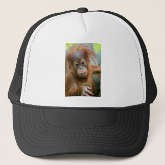 Gorra De Camionero Bebé lindo Orangutan mirando directo hacia adelant