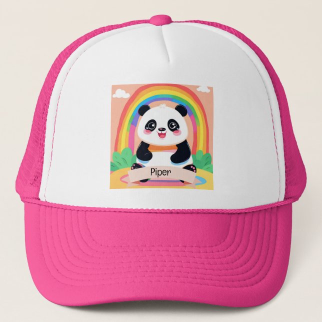 Gorra De Camionero Bebé lindo Panda Rainbow (Anverso)