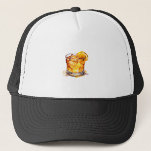 Gorra De Camionero Bebida Whiskey de acuarela