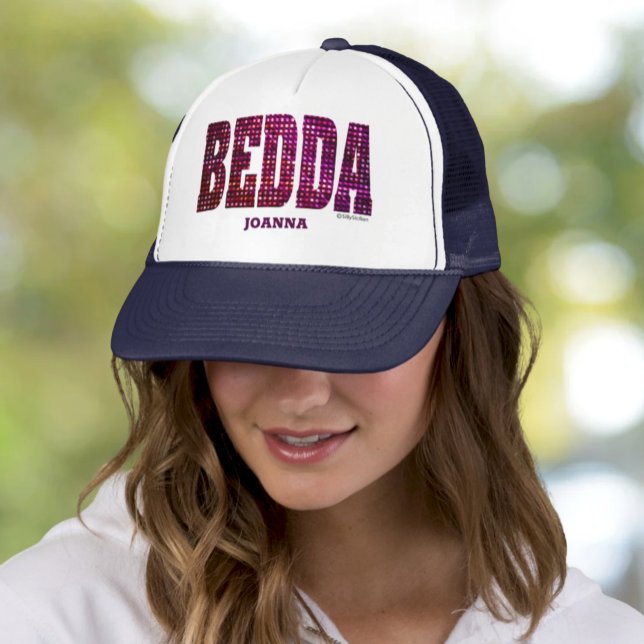 Gorra De Camionero Bedda Personalizada Faux Bling Trucker Hat (Bedda Faux Sequins Bling Trucker Hat with Personalization "Beautiful" in Sicilian)