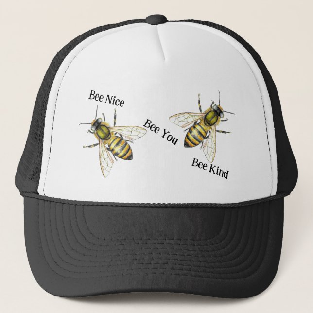 Gorra De Camionero Bee Nice, Bee You, Bee Kind Bee Ilustracion (Anverso)