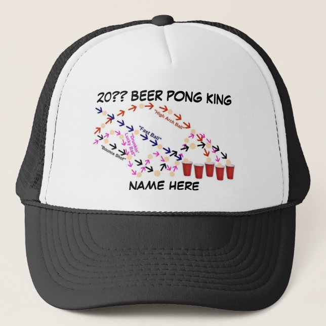Gorra De Camionero Beer Pong King personalizado (Anverso)