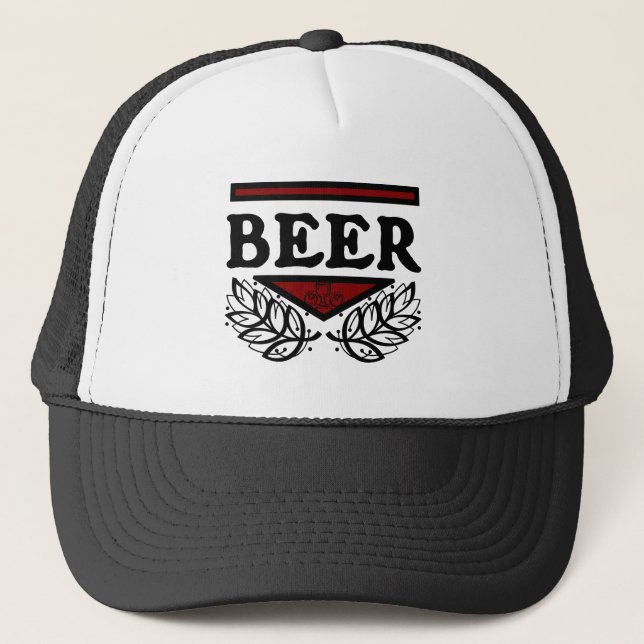 Gorra De Camionero BEER rojo y negro (Anverso)