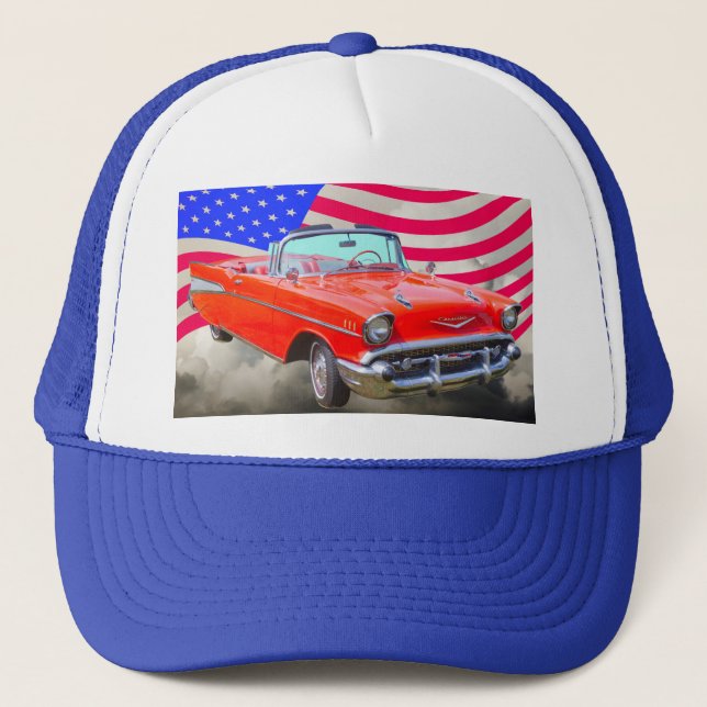 Gorra De Camionero Bel Air 1957 de Chevrolet y bandera de los (Anverso)