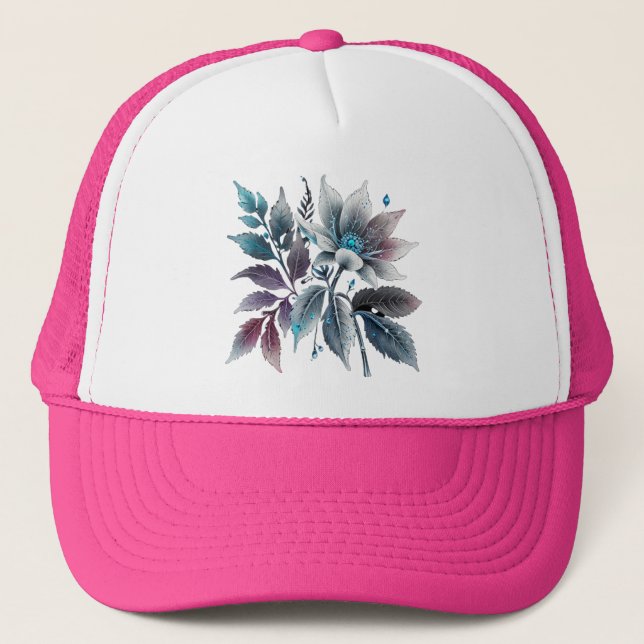 Gorra De Camionero bellas hojas y flores (Anverso)
