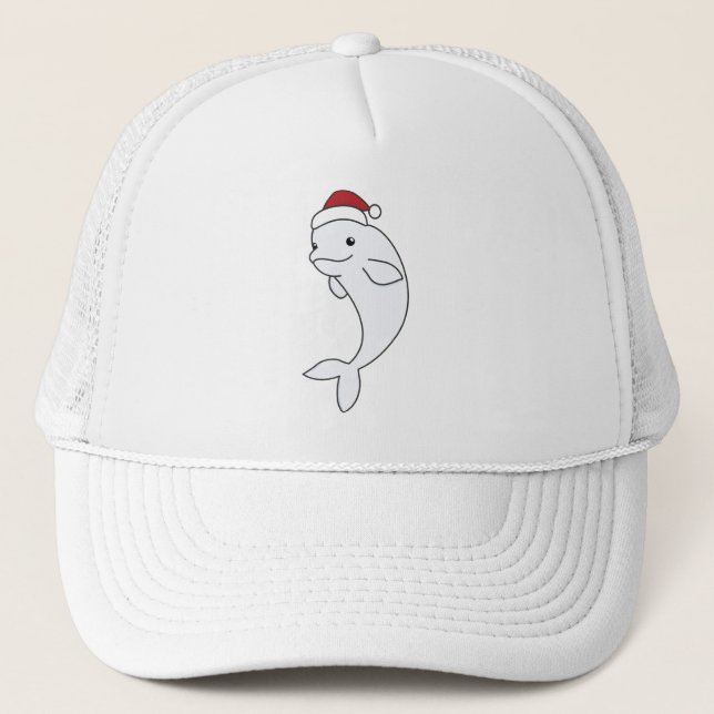 Gorra De Camionero Beluga Ballena Feliz Navidad Animales de invierno  (Anverso)