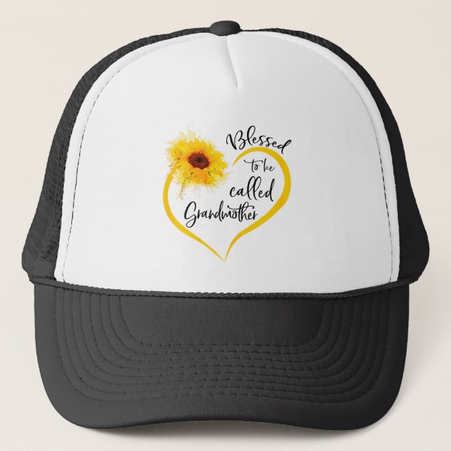 Gorra De Camionero Bendecida ser llamada abuela Regalos de girasol (Anverso)