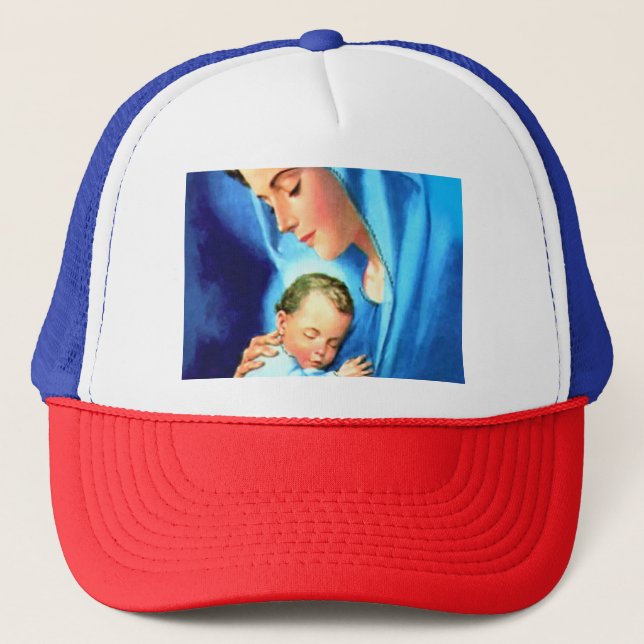 Gorra De Camionero Bendita Virgen María con el Niño Jesús (Anverso)
