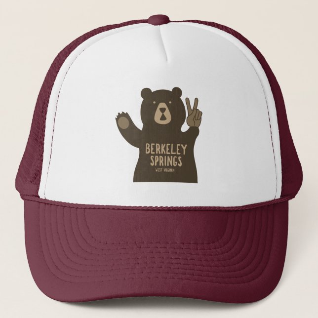 Gorra De Camionero Berkeley Springs West Virginia Peace Bear (Anverso)