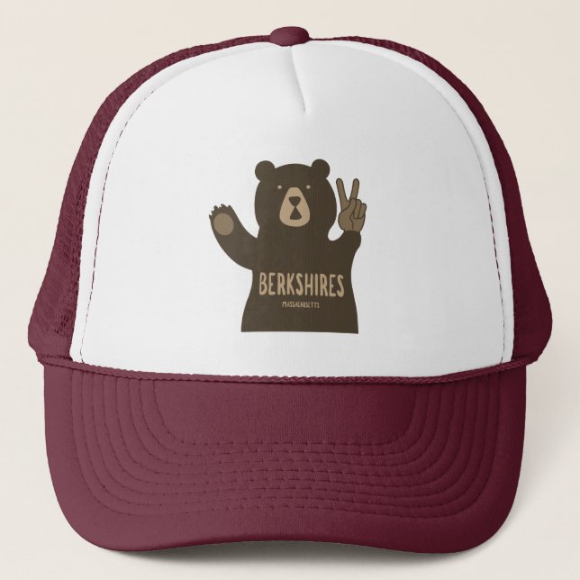Gorra De Camionero Berkshires Massachusetts Peace Bear (Anverso)