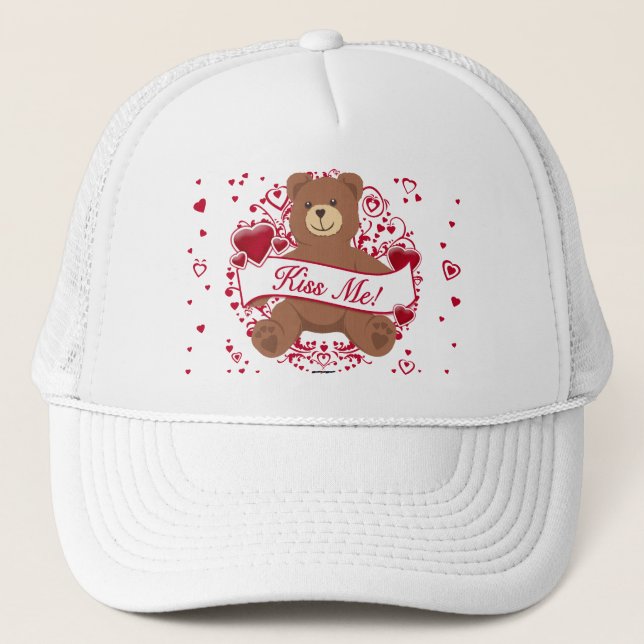 Gorra De Camionero ¡Bésame! El día de San Valentín Teddy Bear (Anverso)