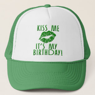 Gorra De Camionero Bésame es mi cumpleaños en verde
