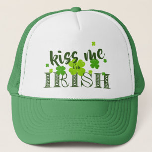 Gorra De Camionero Bésame soy el irlandés Lucky Clover Green St Paddy