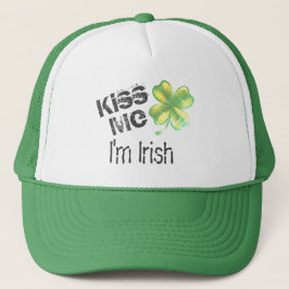 Gorra De Camionero Bésame, soy irlandés, shamrock,