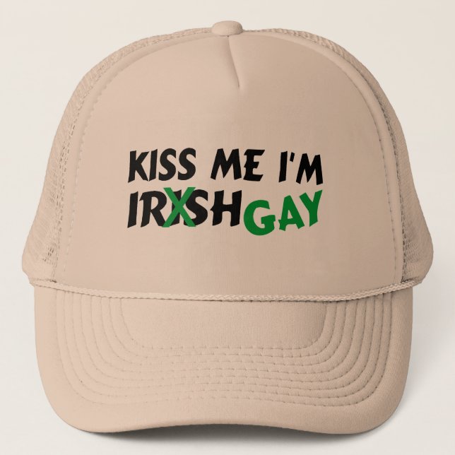 Gorra De Camionero Béseme gay del irlandés Im (Anverso)