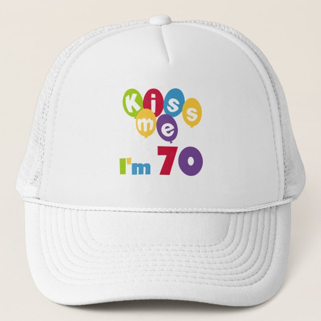 Gorra De Camionero Béseme que soy 70 camisetas y regalos del cumpleañ (Anverso)