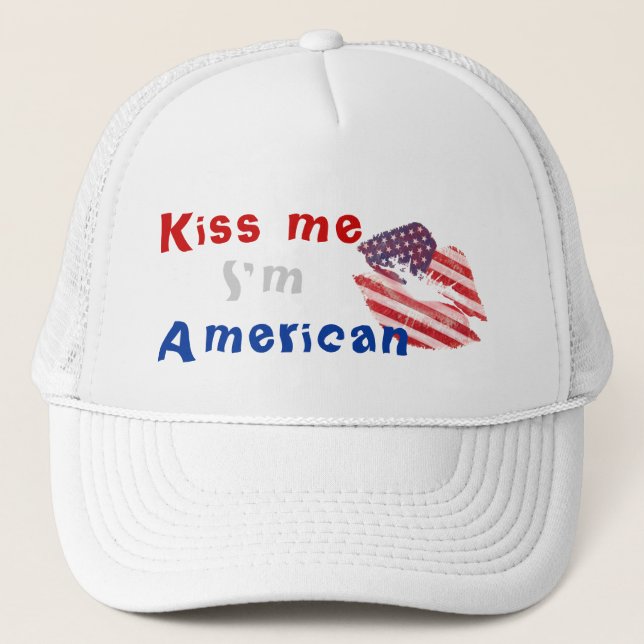 Gorra De Camionero Béseme que soy americano (Anverso)