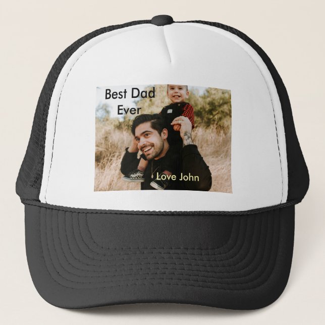 Gorra De Camionero Best dad ever father's dad gift photo name simple  (Anverso)