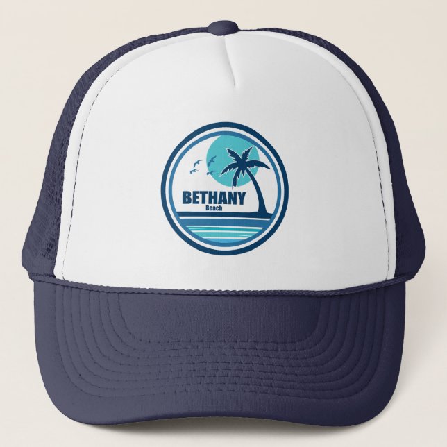 Gorra De Camionero Bethany Beach Delaware Palm Tree Birds (Anverso)