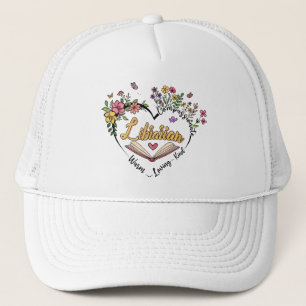 Gorra De Camionero Bibliotecario compasivo - Diseño de Corazón Floral