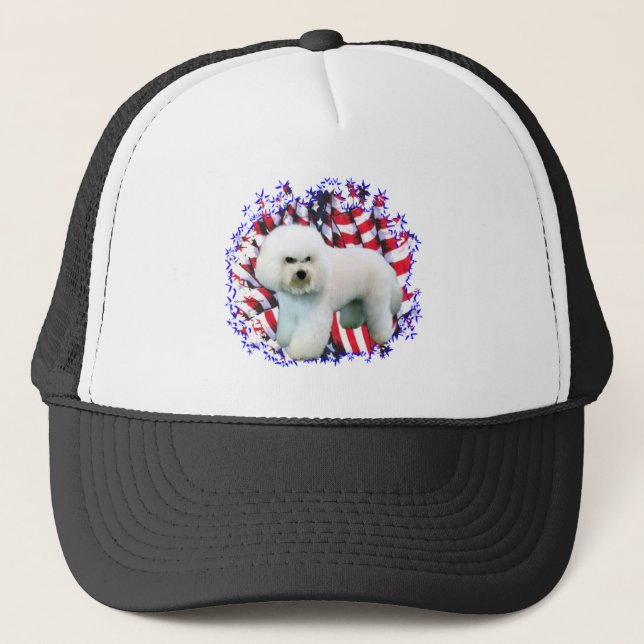 Gorra De Camionero Bichon Frise Patriot (Anverso)