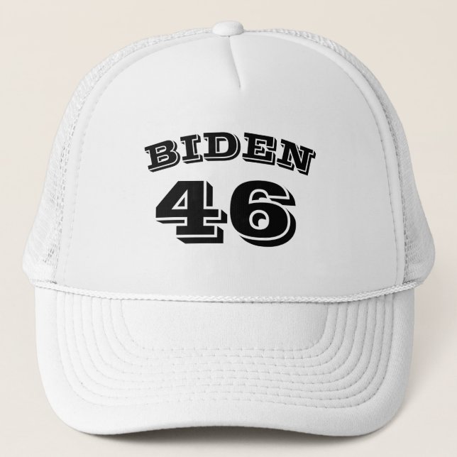 Gorra De Camionero Biden 46 letras blancas curvadas en blanco (Anverso)